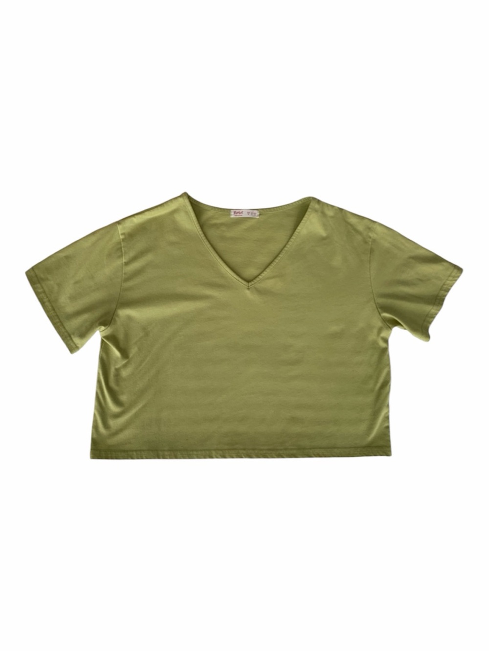 ROMWE Top Women M (6) Green Crop V Neck Oversized Short Sleeves